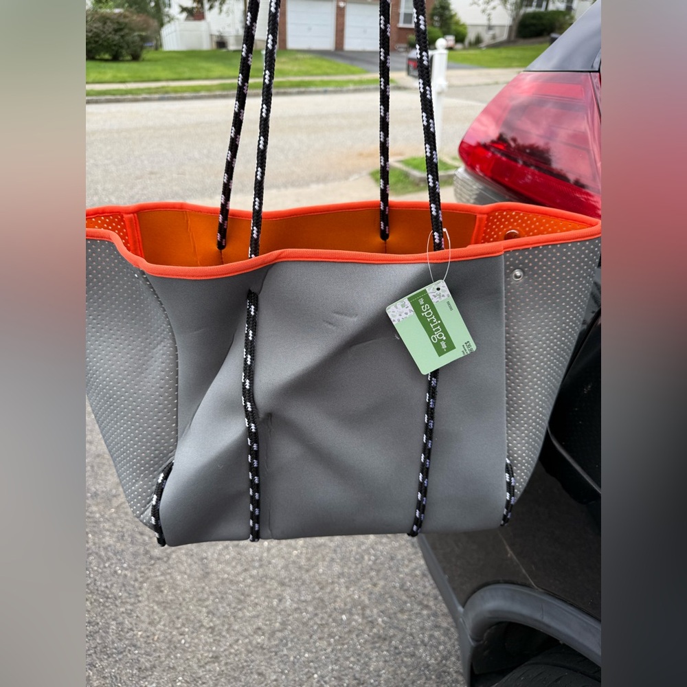 Neoprene Gray and Orange Tote Bag